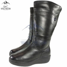 Сапоги зимние женские высокие натуральные черные кожаные на замке "Севилья"