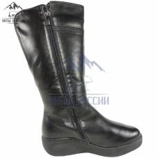 Сапоги зимние женские высокие натуральные черные кожаные на замке "Севилья"