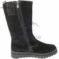 Сапоги зимние женские высокие натуральные черные замшевые на замке "Герда"